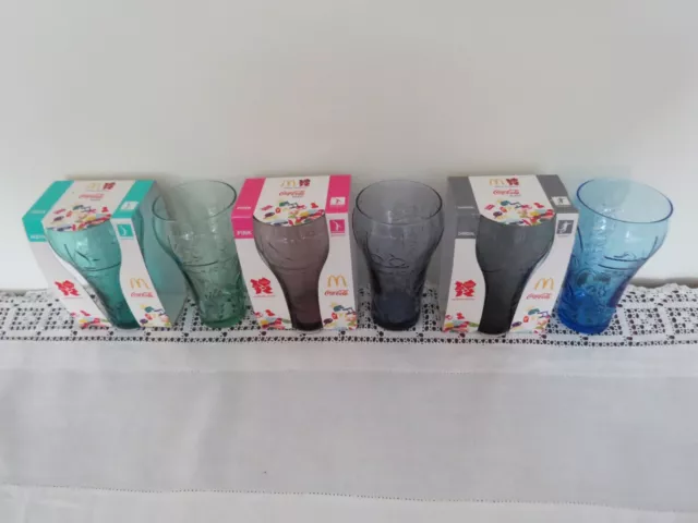 Complete Set of 6 McDonald's Collection Coca-Cola Glasses - London Olympics 2012