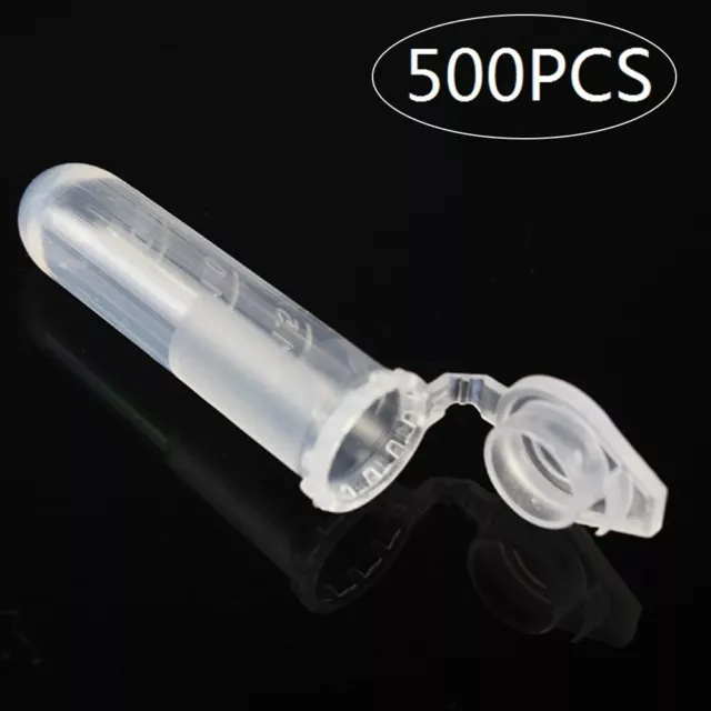 500PCS 2ml Micro Centrifuge Tube Vial Clear Plastic Vials Container Snap Cap NEW 2