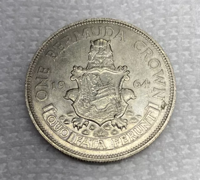 1964 Bermuda 1 Crown World Silver Coin