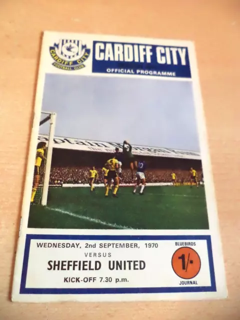 CARDIFF CITY vs SHEFFIELD UTD old vintage FOOTBALL PROGRAMME 1970s 2 SEPT 1970