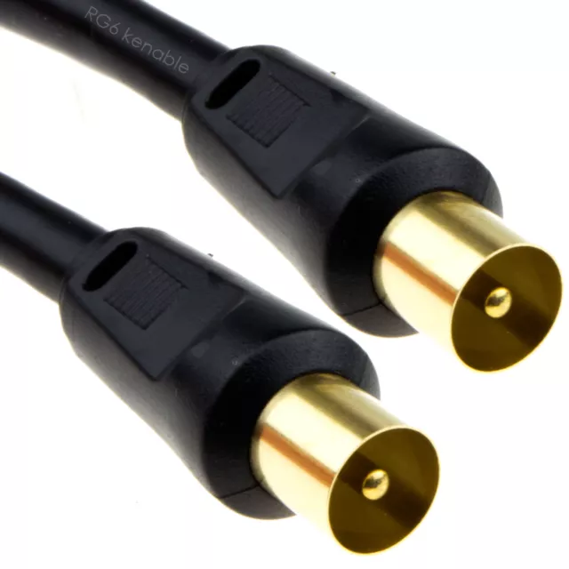 RG6 Coaxial TV Aerial Cable RF Fly Lead Digital Male to Male .5m/1m/2m/3m/5m/10m