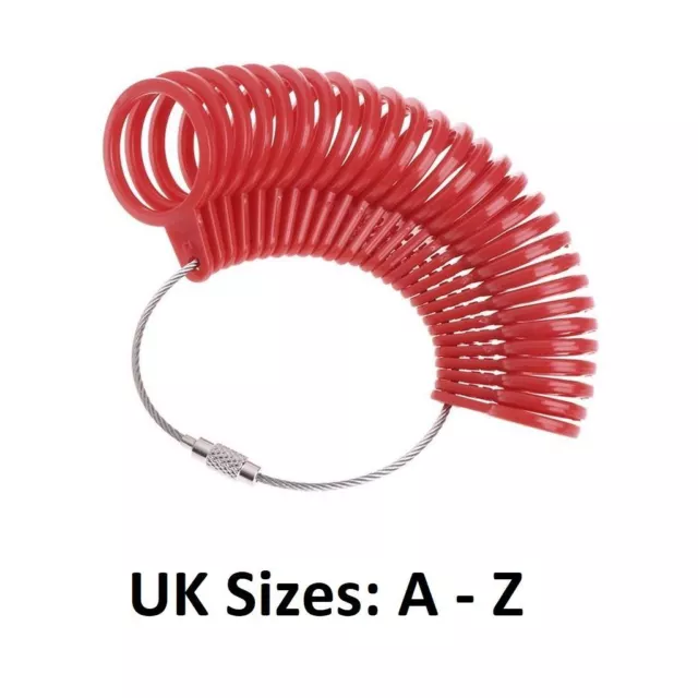 *UK Größen* Britischer Metallring Dorn & roter Finger Größenmesser Stick Werkzeug 3