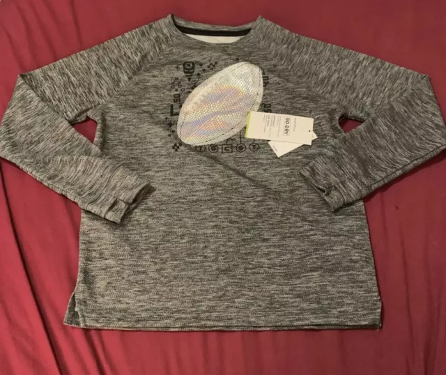 Old Navy Kids Size Large (10-12 ) Go-Dry Mesh ~Football~ Long-Sleeve Tee T-Shirt