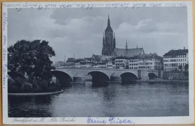 AK 51 Postkarte Frankfurt Main Alte Brücke Dom 1940 Darmstadt Hessen