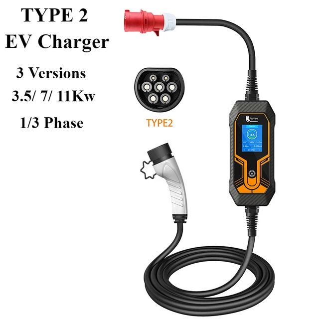 Chargeur portatif EV de type 2 3.5/7/11Kw véhicule de voiture électrique...