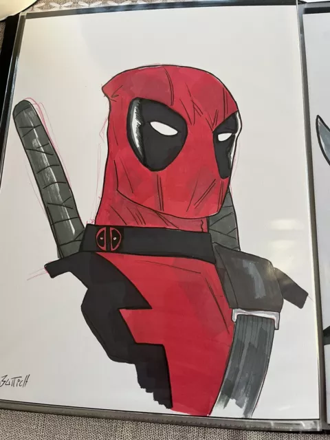 X-men Deadpool 9x12 Sketch Original Art By Matt Buttich