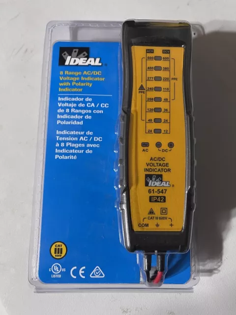 Ideal 61-547 8 Range Amp 600-Volt LED Ac/Dc Voltage Tester Brand NEW Sealed