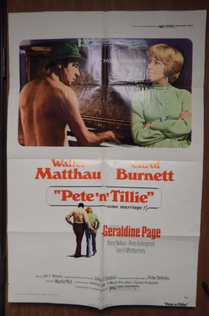 Pete 'N' Tillie 1972 Original 27x40 Single Sided Folded Vintage Movie Poster