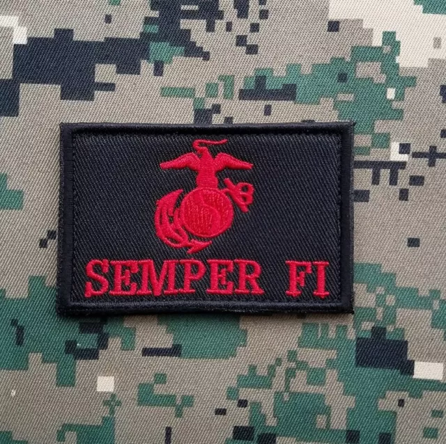 Semper Fi Usa Marines Infidel Army Tactical Swat Hook&Loop Patch Red Black