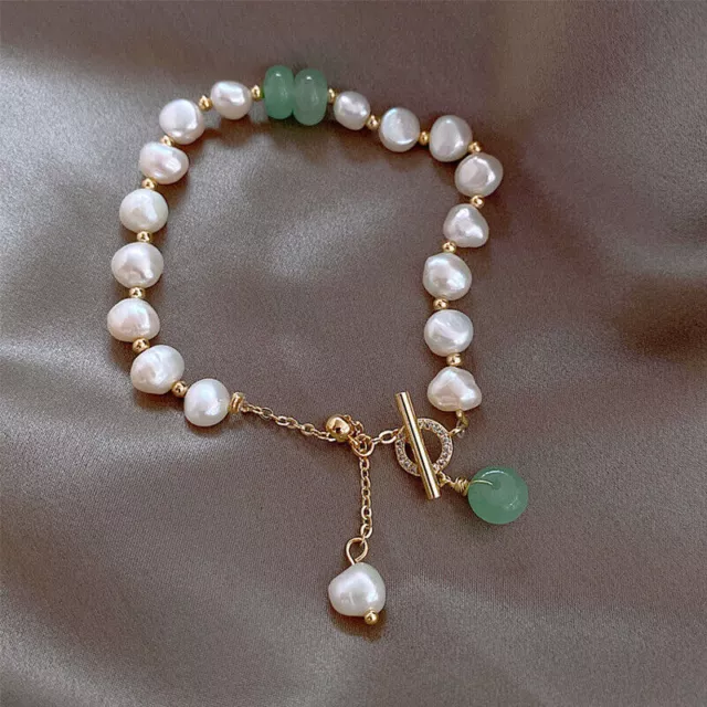 Fashion Gold Irregular Freshwater Pearl Bracelet Adjustable Bangle Women Jewelry