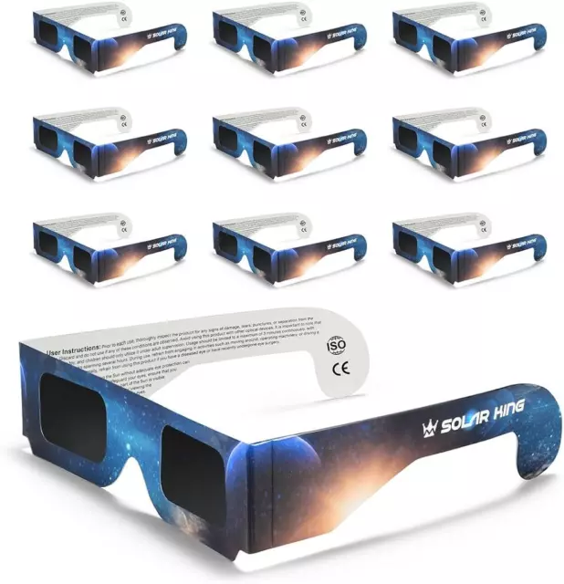 SOLAR ECLIPSE GLASSES (10 Pack) NASA Approved 2024 CE and ISO Certified