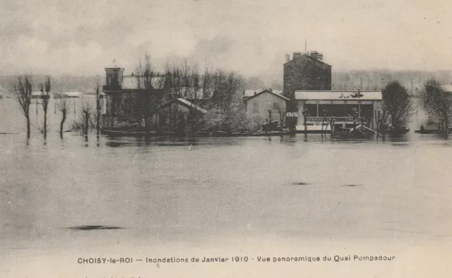 Cpa Val-De-Marne Choisy-Le-Roi Inondations Janvier 1910 Vue Du Quai Pompadour