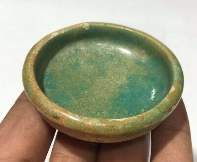 Very Ancient Old Blue Potery Islamic Period Antique Ink Small Bowl With Pathana