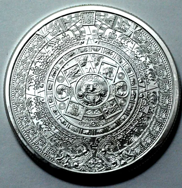 2 Oz 999 Silver Round Aztec Mayan Calendar Collectible Bullion Rare .