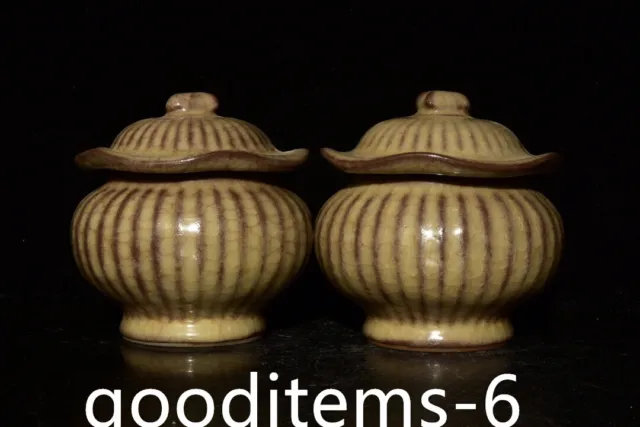 6.2"China Old Antique Porcelain Song Guan Kiln Ice Cracks pattern Lid Jar