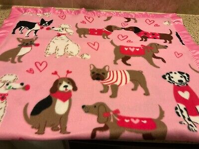Handmade fleece pet blanket, valentine dogs!