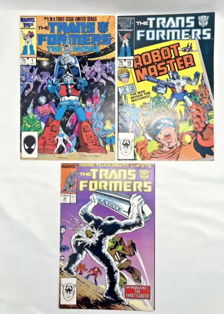 The Transformers Comic Lot of 3 Marvel Comics 1986 (#1, #15, #30)