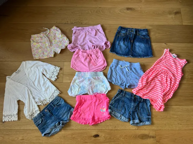 Girls Age 6-7 Years Summer Clothes Bundle, Shorts, Dress, Cardigan