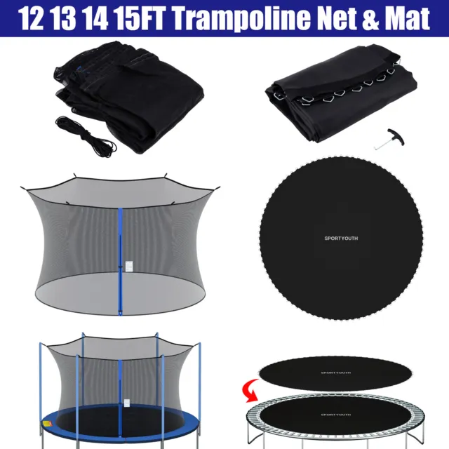 Replacement Round Trampoline Safety Net and Jumping Mat Fit 12 13 14 15FT Frames