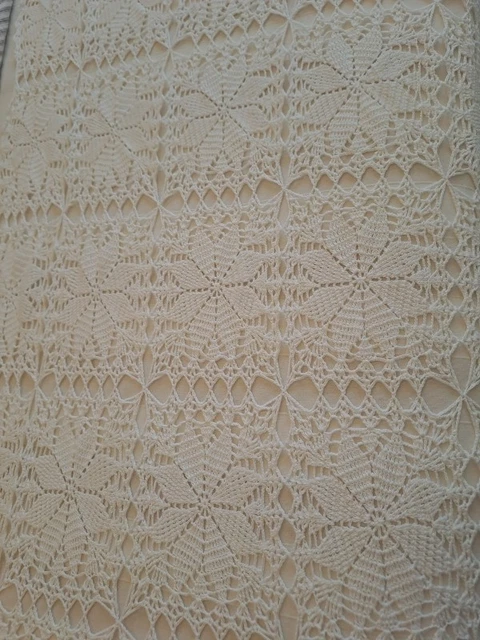 Dessus De Lit Ancien En Coton Crocheté - 220x190 Cm - Filet écru - France