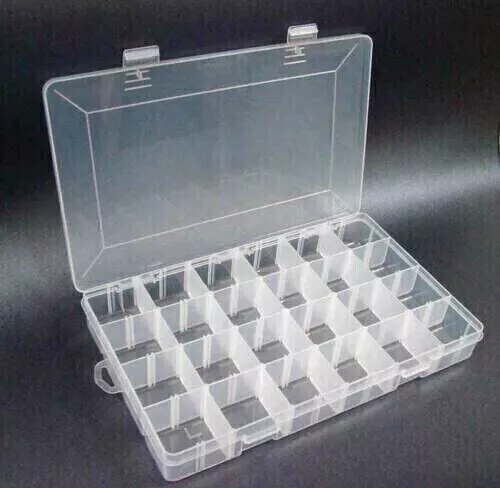 Nail Art Storage Box Case Container Gem Bead Divider False Tips 24 Compartment