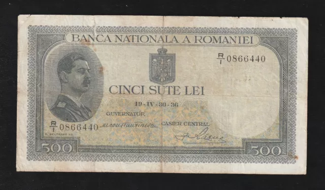Romania 500 Lei, 1936, P-42, Rare Banknote