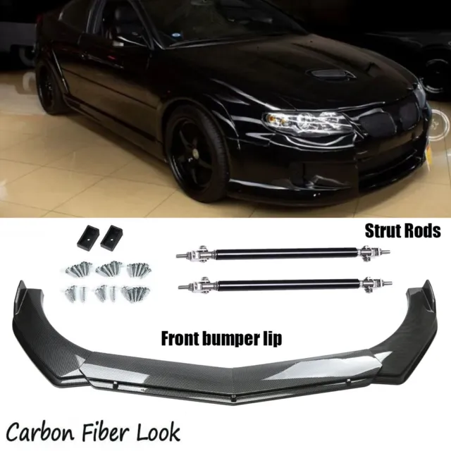 For Pontiac GTO G8 G6 Front Bumper Lip Splitter Spoiler Carbon Fiber +Strut Rods