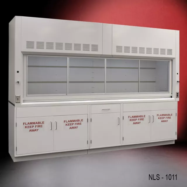 10' Laboratory Fume Hood w/ 2x Flammable Storage / Sash & Service Valves E2-783