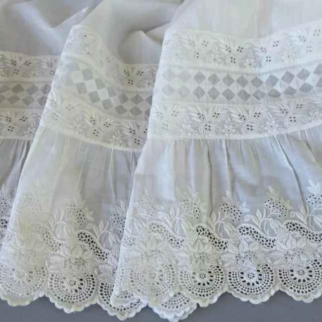 Antique c1900 Handmade French Long CHRISTENING Gown BRODERIE ANGLAISE Embroidery