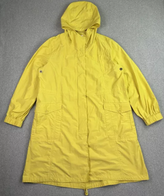 Eileen Fisher Organic Cotton Hooded Long Anorak Jacket Rain Coat Yellow Women XL