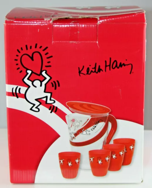 Saftset Jarra 4 Taza Plástico Keith Haring Vaso Cepillo Dientes 90er 90s Pop Art