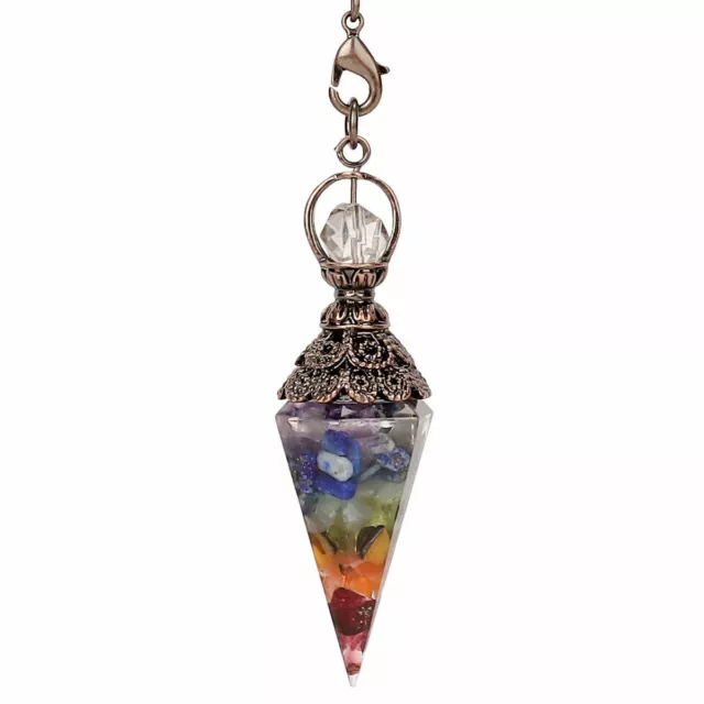 Natural Reiki Chakra Quartz Crystal Pendulum Healing Chips Stone Chain Pendant