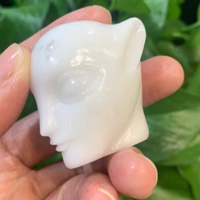 1PC Natural White jade quartz crystal skull Carved reiki healing random AF