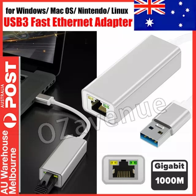 Ultra-Fast 1000Mbps USB 3.0 to RJ45 Gigabit Ethernet Network Adapter for PC