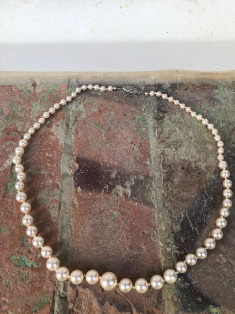 Ancien Collier 2 Rangs Perles Dorées Nacrées - Fermoir Argenté - Bijou Vintage 5158