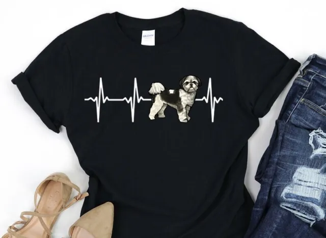 Shih Tzu Dog Heartbeat Shirt, Dog Lover Gift, I Love My Dog TShirt, Veterinar...