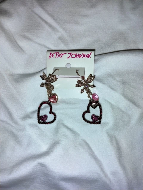 NEW! Betsey Johnson Hearts & Arrows Crystal Drop Earrings.  MSRP $48.