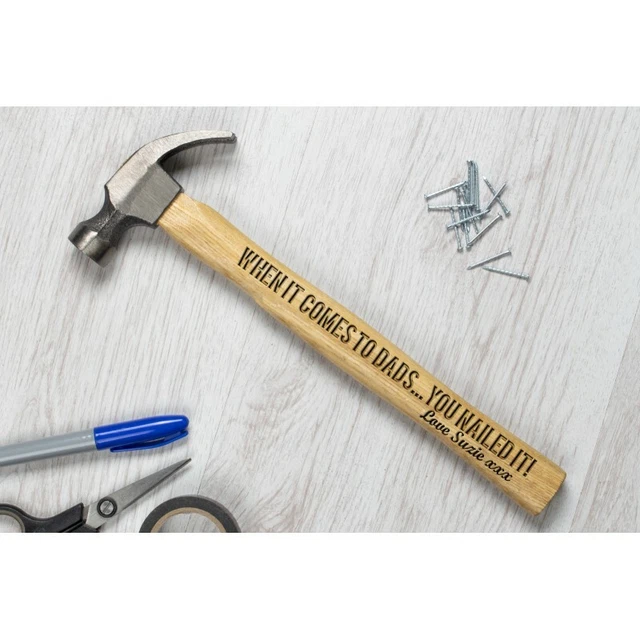 Personnalisé 227ml Poignée en Bois Marteau Cadeau pour Papa Papy D'Anniversaire