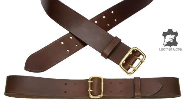 Sam Browne Duty 2″ wide Genuine Calf Leather Military Belt 3.5m Thick Leather