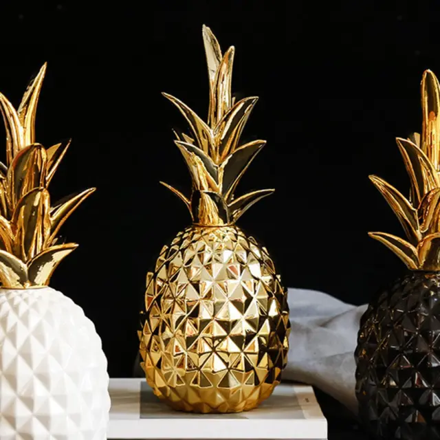 Décor d'ananas en céramique, Sculpture d'art moderne pour décoration de