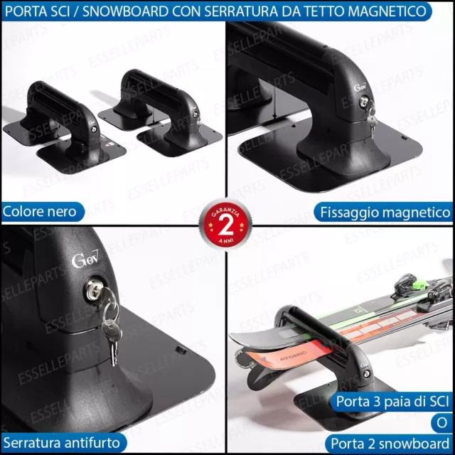 Portasci Porta Sci Porta Snowboard Magnetici Con Serratura Per Ford Ranger Iv 2