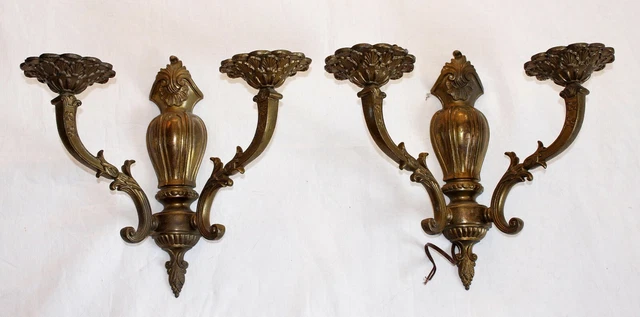 Ancienne Paire Appplique Murale / Lampe Art Md