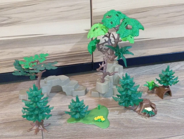 LOT PLAYMOBIL MARE Arbre Animaux Fleurs Jonc Cigogne Canard Faon EUR 18