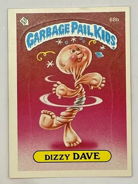 1985 Topps Garbage Pail Kids Stickers - Series 2 - 68b Dizzy Dave - EX Glossy