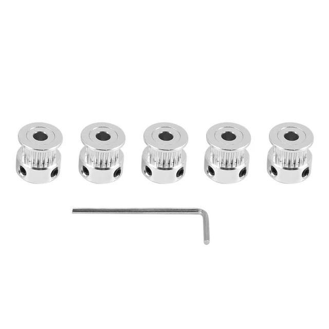 5PCS Aluminium GT2 Zahnriemenscheibe Riemen 20 Zaehne Bohrung 5mm Breite 6m3859