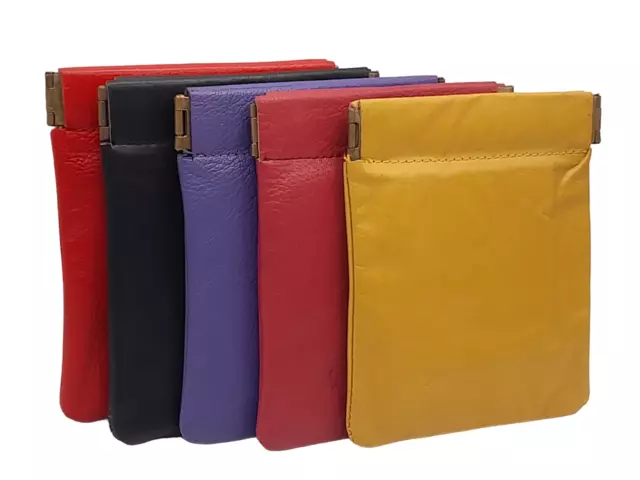 Leather Snap Top Coin Purse Wallet Colours Coins Gents Ladies Mens,Click Clack