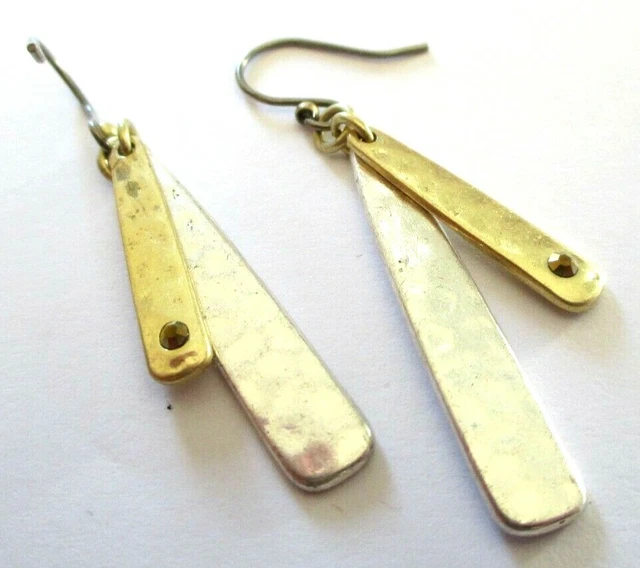 Boucles D'oreilles Percées Vintage Couleur Or Et Argent - Modèle 2716, Occasion En Parfait état
