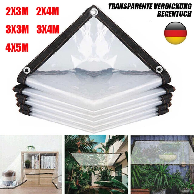 Transparent Wasserdicht Plane,PolyethylenTransparent Gewächshausfolie,Reißfest Gartenfolie,Abdeckplane,für Gartenarbeit Pflanzen Gewächshaus
