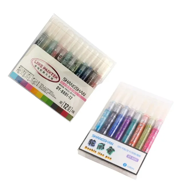 Outline Pen Metallic Color Highlighter Marker Pen for Art Supplies Set of 8/12