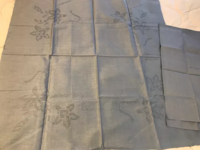 Bucilla 3344 Blue Linen Tablecloth Stamped for Cross Stitch Vintage 32" x 32"